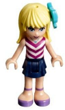 LEGO frnd184 Friends Stephanie, Dark Blue Layered Skirt, Magenta and White V-Striped Top, Medium Azure Bow